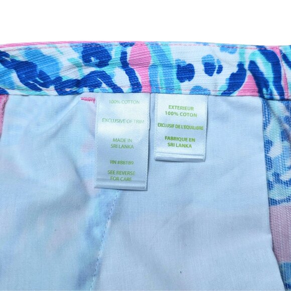 Lilly Pulitzer 2 Pink & Blue Flat Front Seashell Cotton Chino Shorts 3.5" Inseam - Picture 7 of 8
